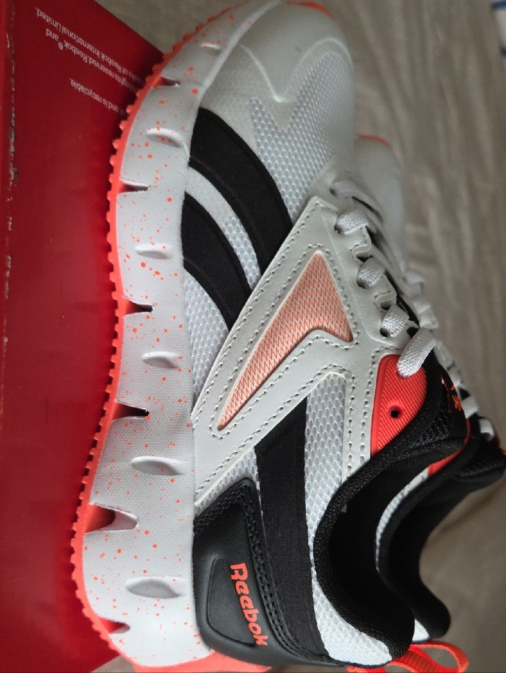 Reebok Kids White, Black & Orange Athletic Sneakers